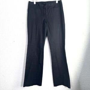 Express Stretch Y2K Lace Up Dress Pants Womens Size 7/8 Black Flare 90s Low Rise